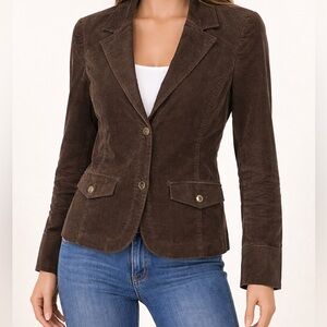 Lady Hathaway Brown Corduroy Blazer Jacket Small S/P Cotton